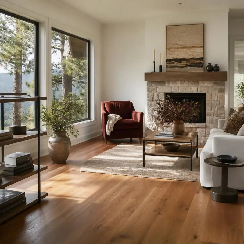 Freshly painted mountain home living room