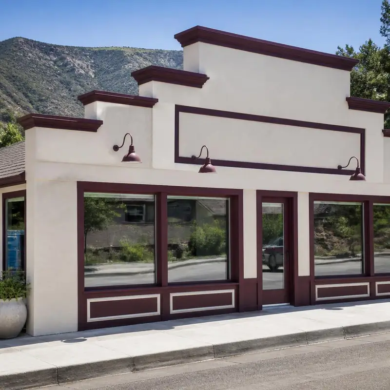 Freshly painted commercial storefront