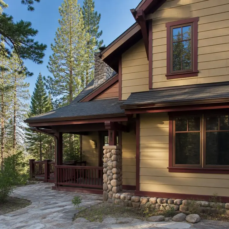 Craftsman mountain home with freshly painted exterior